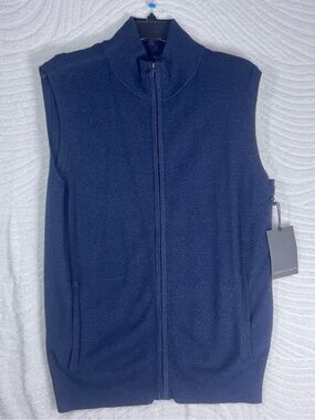 Harrison Davis Men’s Navy Zip-Front Knit Sweater Vest Size M